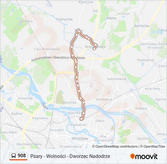 908 bus Line Map