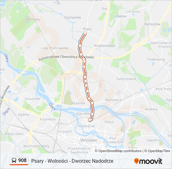 908 bus Line Map