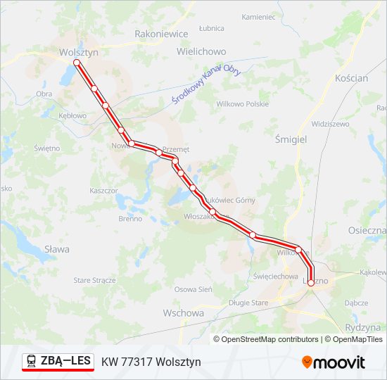 Поезд ZBĄ—LES: карта маршрута