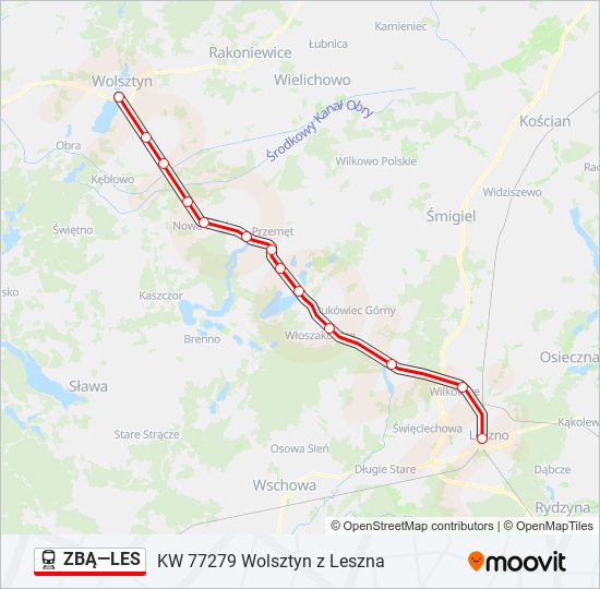 Поезд ZBĄ—LES: карта маршрута