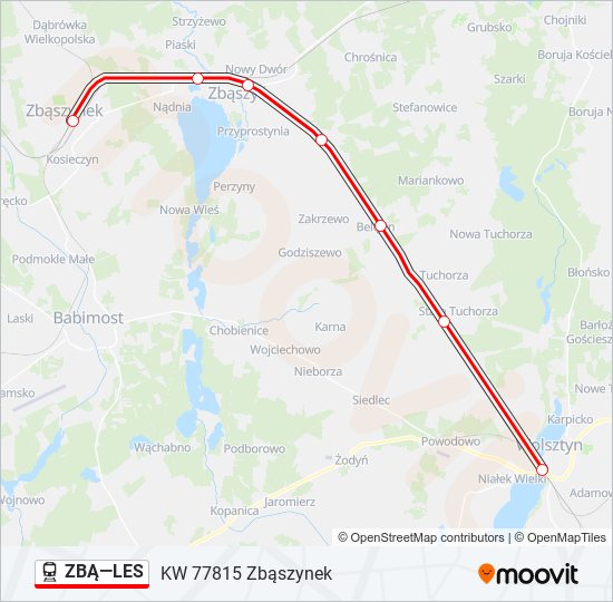 Поезд ZBĄ—LES: карта маршрута