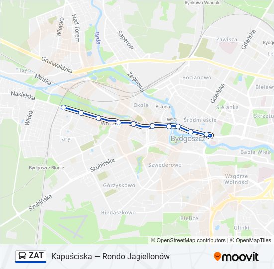 Mapa linii autobus ZAT