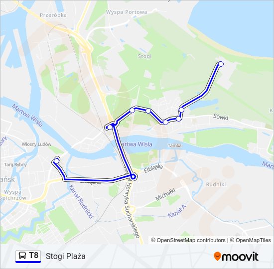Автобус T8: карта маршрута