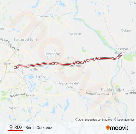 Поезд REG: карта маршрута