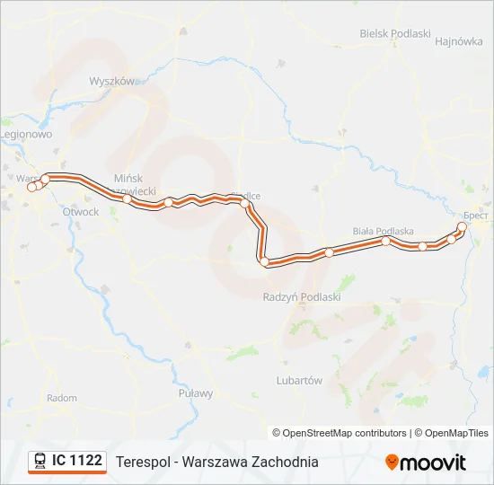 Поезд IC 1122: карта маршрута