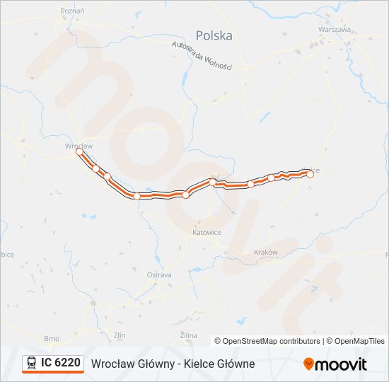 Поезд IC 6220: карта маршрута