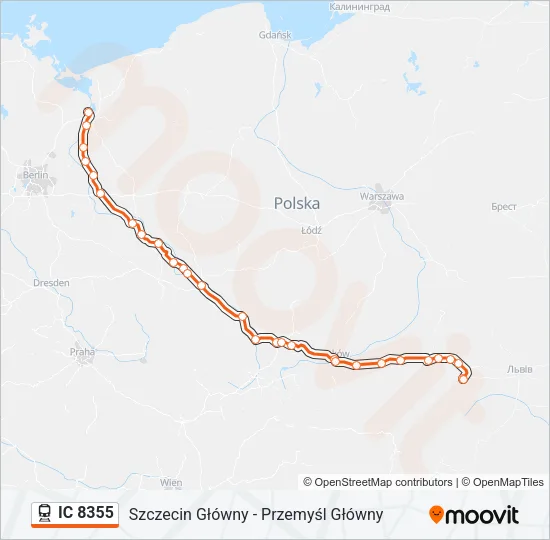 Поезд IC 8355: карта маршрута