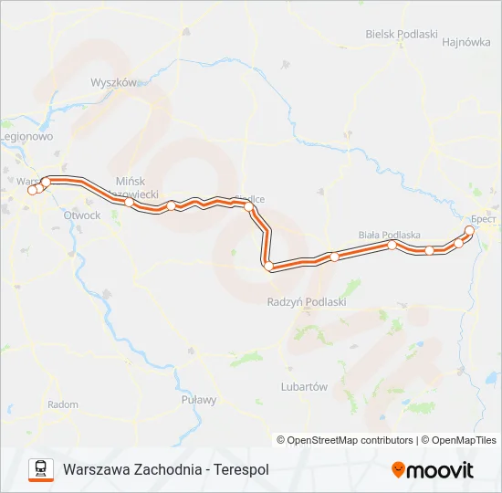Поезд IC 10102: карта маршрута