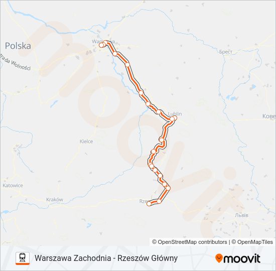 Поезд IC 13108: карта маршрута