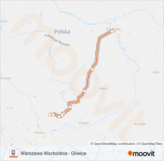 Поезд IC 14100: карта маршрута