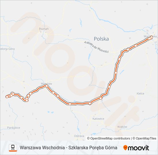 Поезд IC 16150: карта маршрута