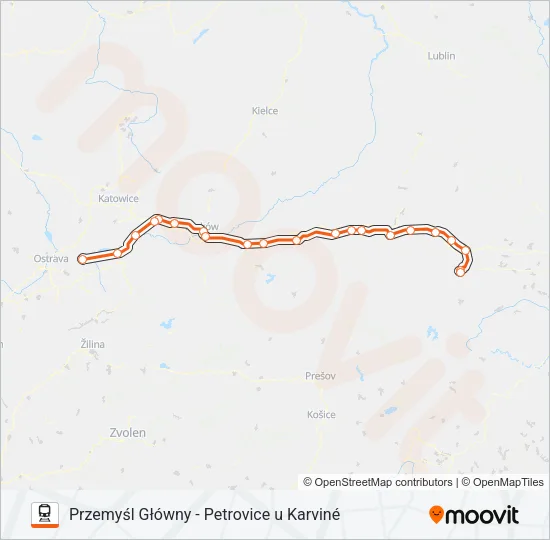 Поезд IC 34008: карта маршрута