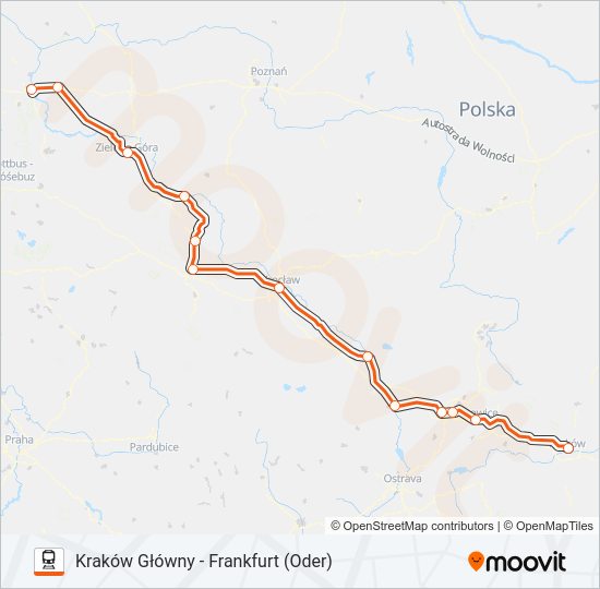 Поезд IC 37004: карта маршрута