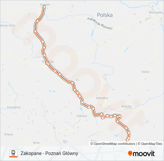 Поезд IC 37150: карта маршрута