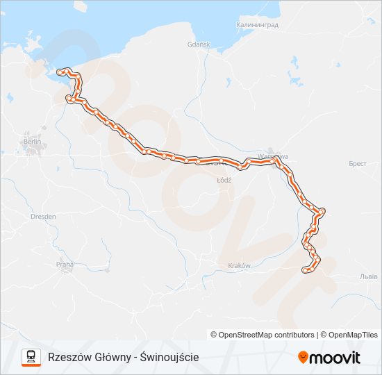 Поезд IC 38101: карта маршрута