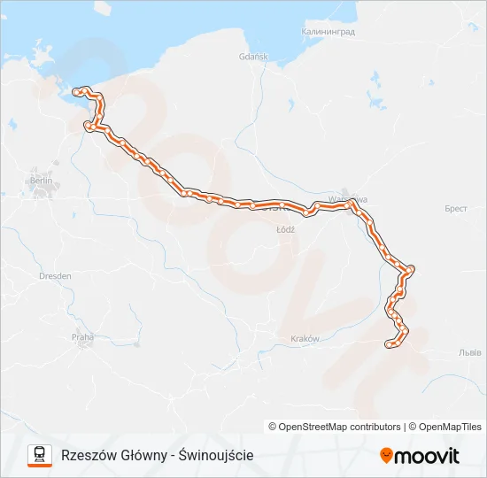 Поезд IC 38101: карта маршрута