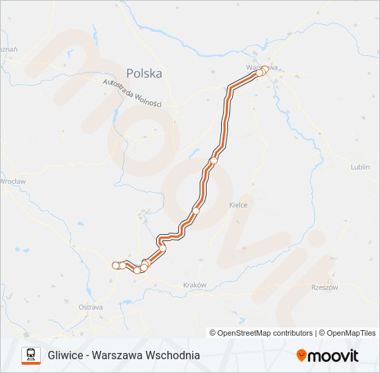 Поезд IC 41100: карта маршрута