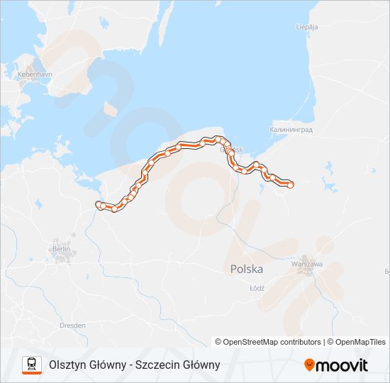 Поезд IC 58105: карта маршрута