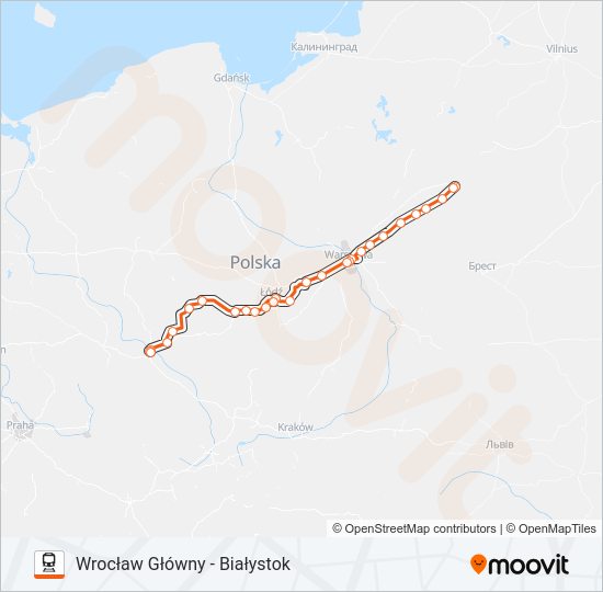 Поезд IC 61105: карта маршрута