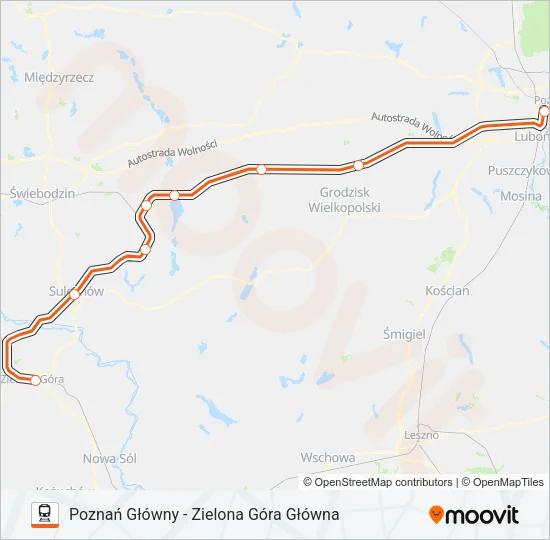 Поезд IC 70109: карта маршрута