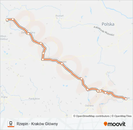 Поезд IC 73004: карта маршрута