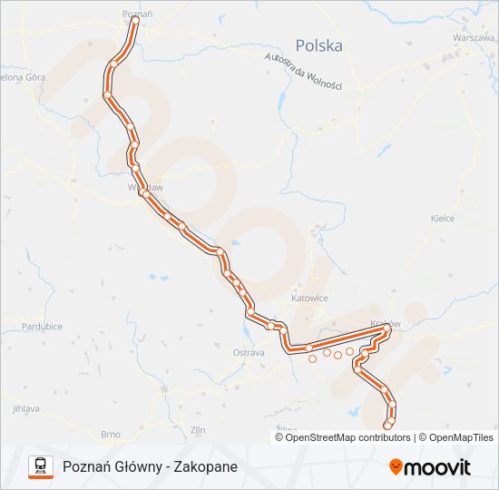 Поезд IC 73150: карта маршрута