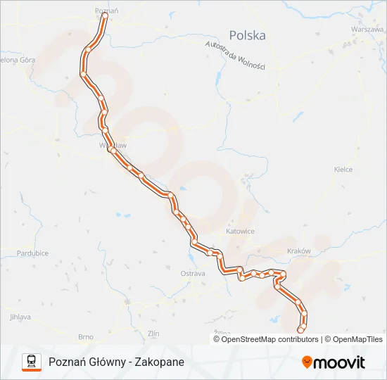 Поезд IC 73150: карта маршрута