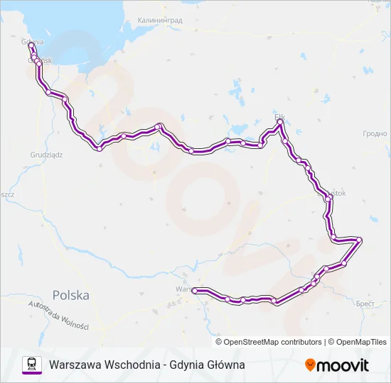 Поезд TLK 15110: карта маршрута