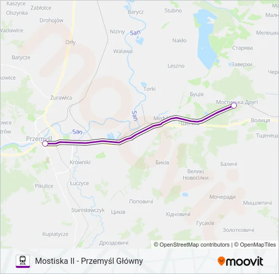 Поезд TLK 33030: карта маршрута
