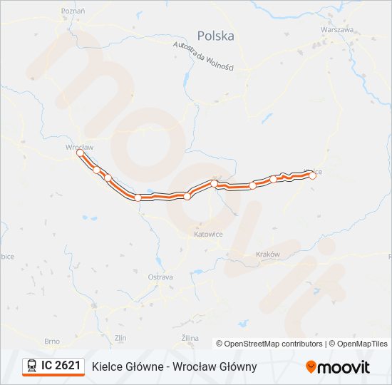 Поезд IC 2621: карта маршрута