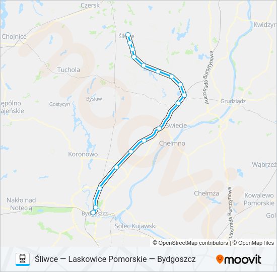 ŚLW — BDG VIA LAS train Line Map