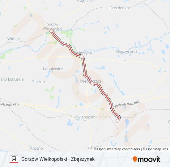 Mapa linii autobus ZKA IC 87100