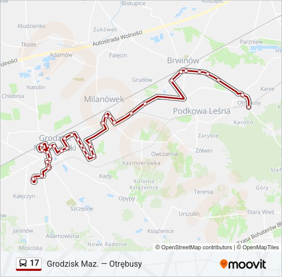 17 bus Line Map