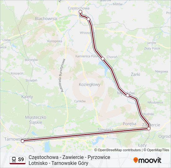 S9 train Line Map