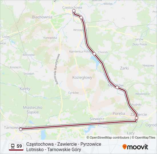 S9 train Line Map