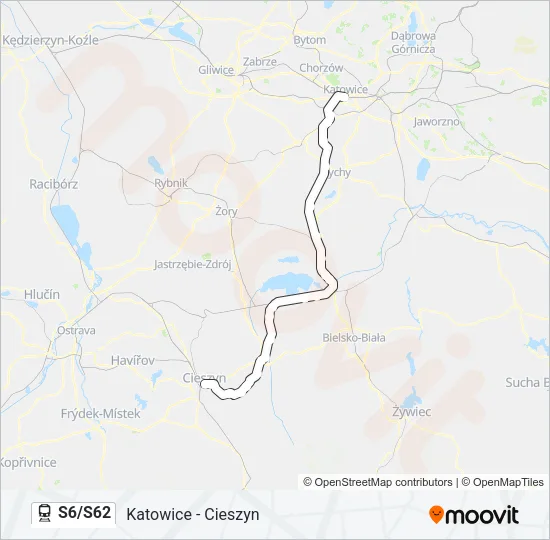 Поезд S6/S62: карта маршрута