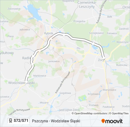 Поезд S72/S71: карта маршрута