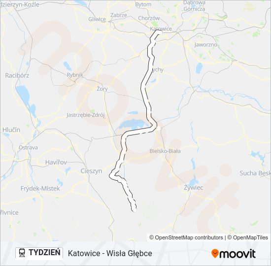 Mapa linii kolej TYDZIEŃ