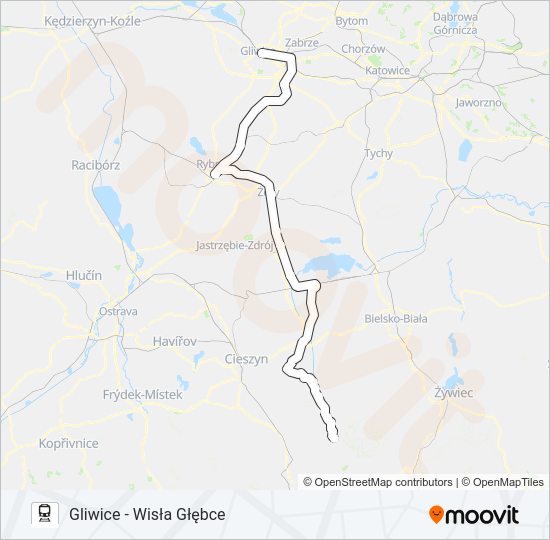 Mapa linii kolej SPRINTER