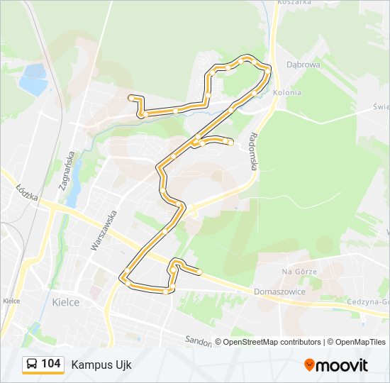 104 bus Line Map