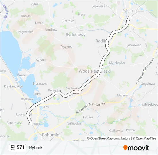 Поезд S71: карта маршрута