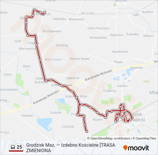 25 bus Line Map