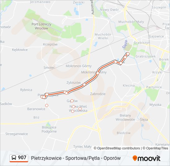 907 bus Line Map