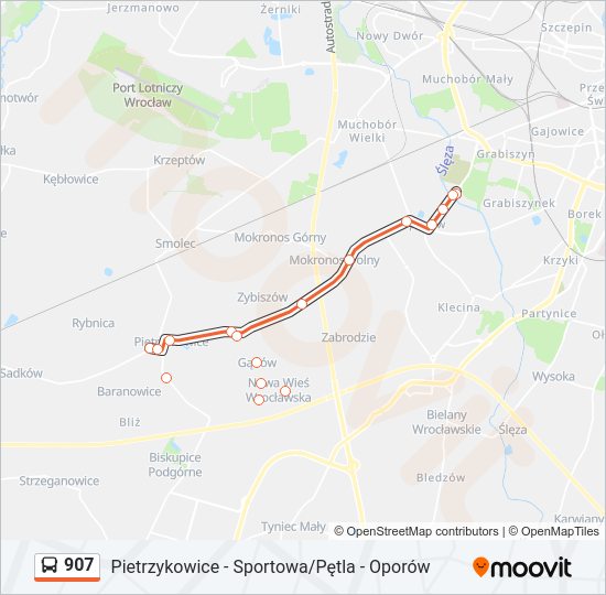 907 bus Line Map