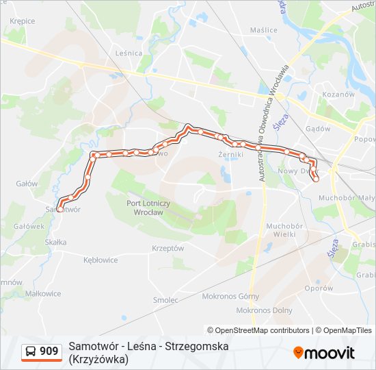 909 bus Line Map