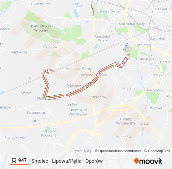 947 bus Line Map