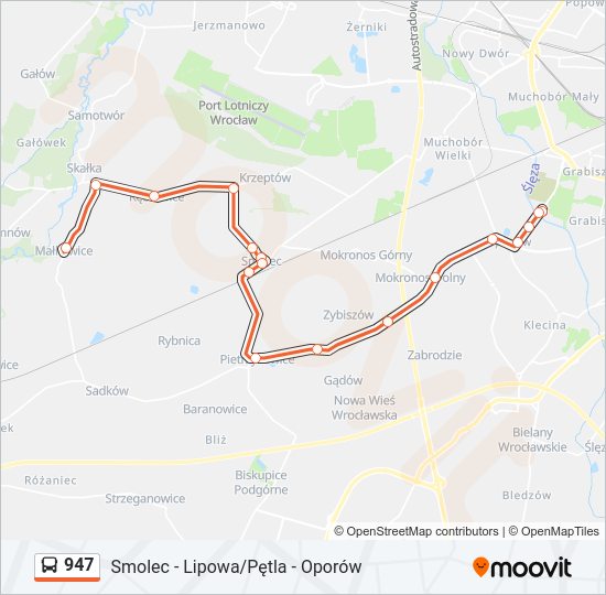 947 bus Line Map