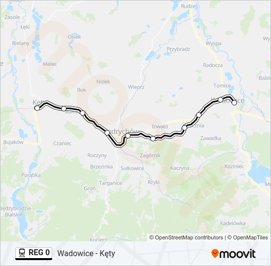 Поезд REG 0: карта маршрута