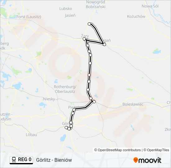Поезд REG 0: карта маршрута