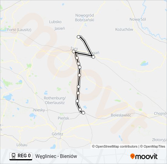 Поезд REG 0: карта маршрута